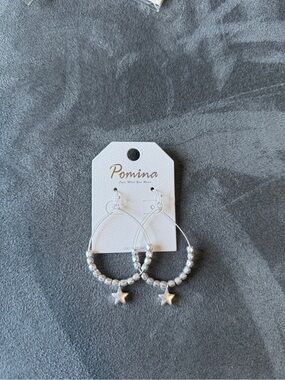 Pomina Silver Star Hoop Earrings